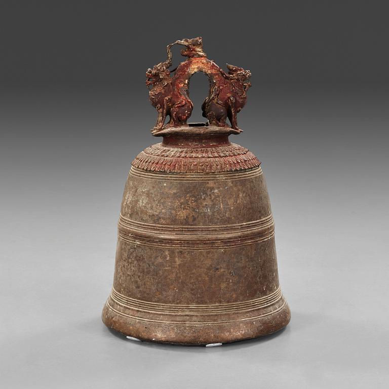 A Burmese bronze temple bell, 19th Century.