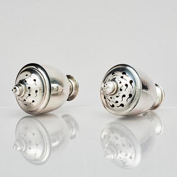 Georg Jensen, a pair of silver casters, design Johan Rohde, Copenhagen 1915-1921.