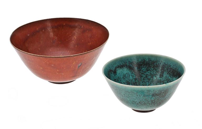 SKÅLAR, 2 st, stengods, Saxbo.