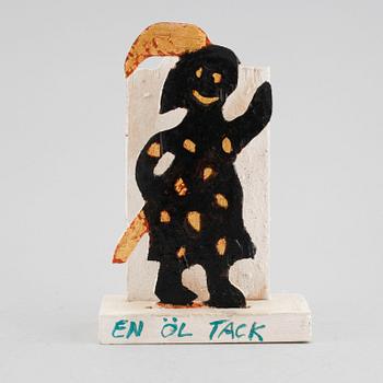 IAN RUSTH, a signed napkin stand painted with oil.