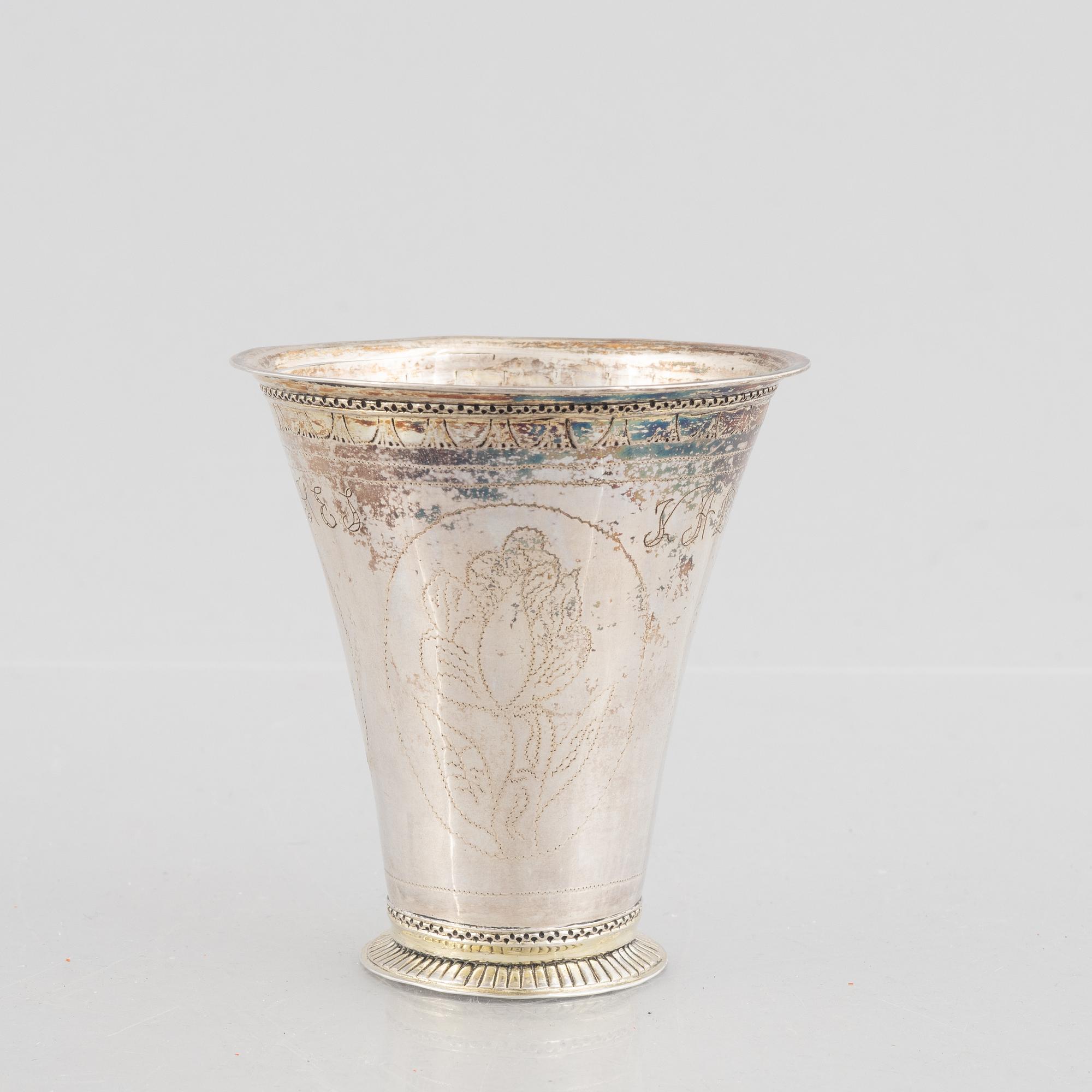 A Swedish parcel-gilt silver beaker, mark of Nils Grubb, Hudiksvall 1761.