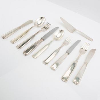 Erik Flemming, cutlery approx. 99 dlr "Flavia" silver Skellefteå 1950s,.