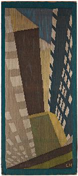 191. Lillian Holm, a tapestry, flat weave, ca 180,5 x 82 cm, signed LH. With the frame ca 182x79 cm.