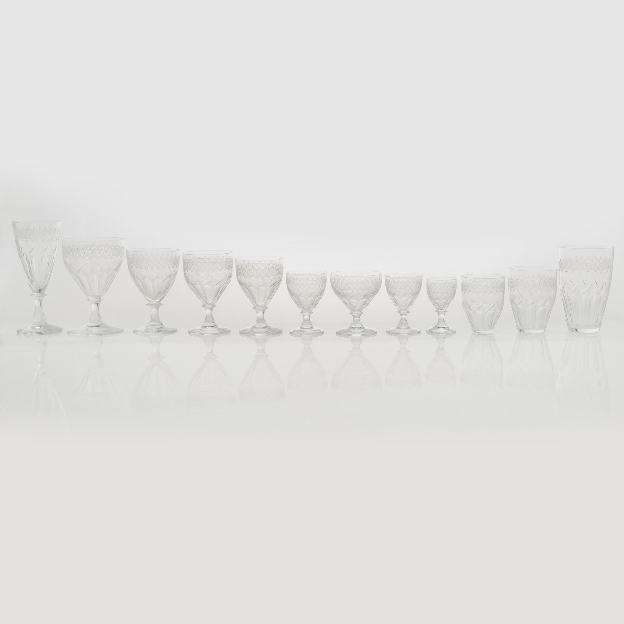A 144-piece glassware set, limited production for Riihimäen Lasi, 1950s/60s.