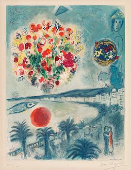 378. Marc Chagall (After), "Soleil Couchant", from: "Nice et la Côte d'Azur".