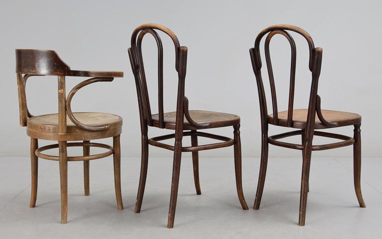 STOLAR, 2 st samt KARMSTOL, wienertyp, 1900-talets första hälft.