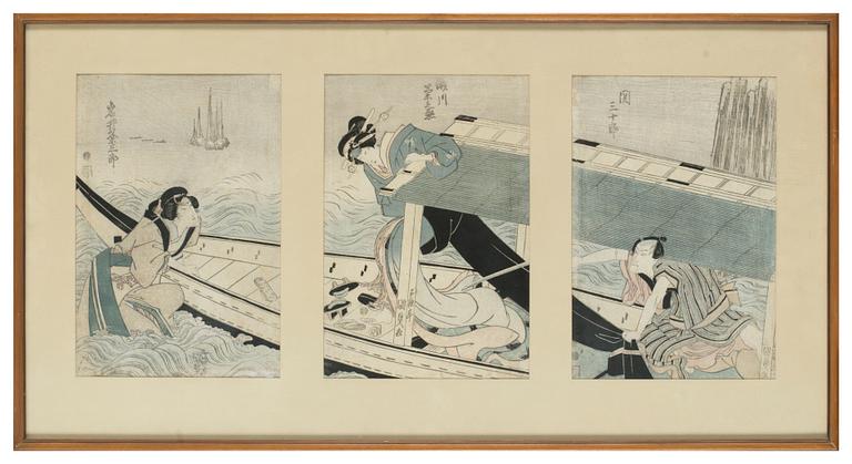 Utagawa Kunisada Kochoro Toyokuni III, Överfall i båt.