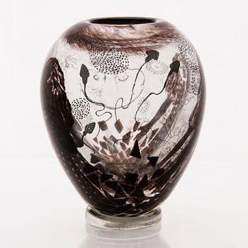 ELLA VARVIO, a glass vase/ sculpture, signed Ella Varvio 2018.