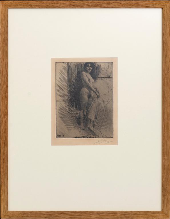 Anders Zorn, a signed etching from 1903.