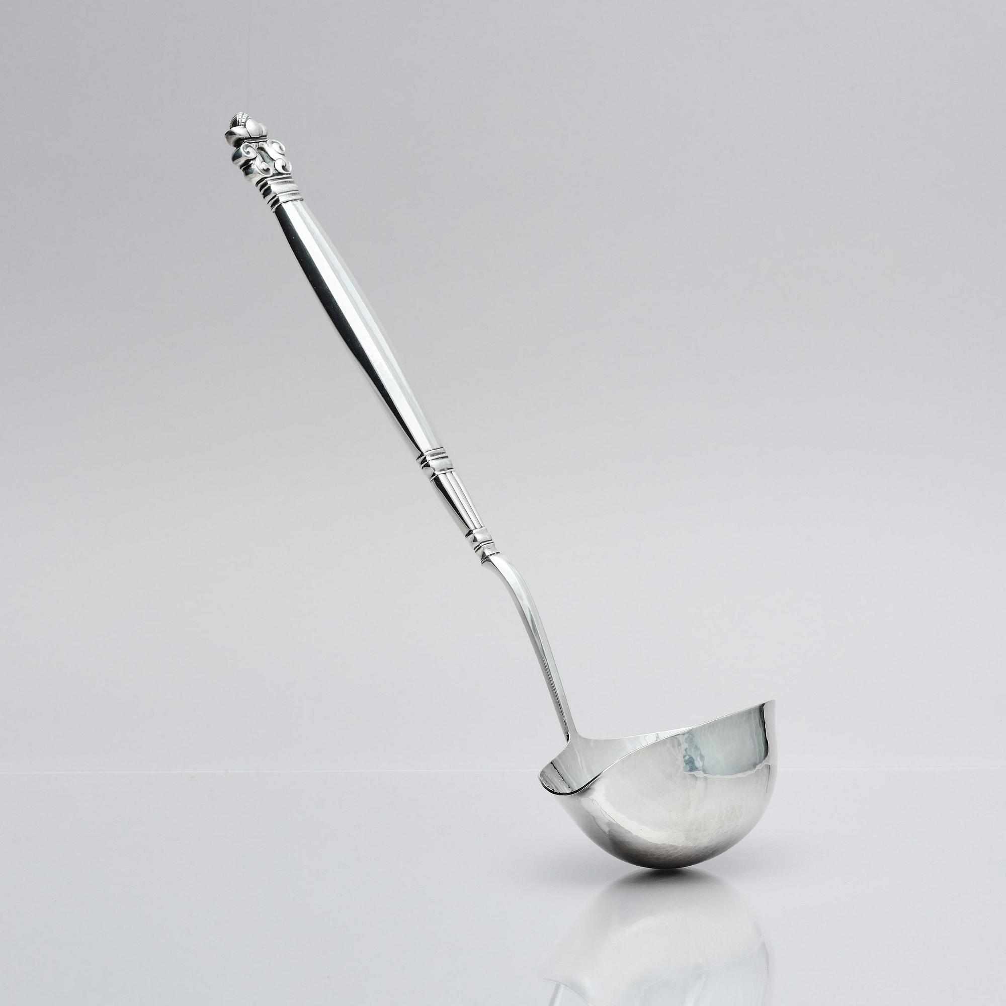 Georg Jensen, soppslev, "Konge/Acorn", sterling silver, design Johan Rohde, Köpenhamn 1919-1927.