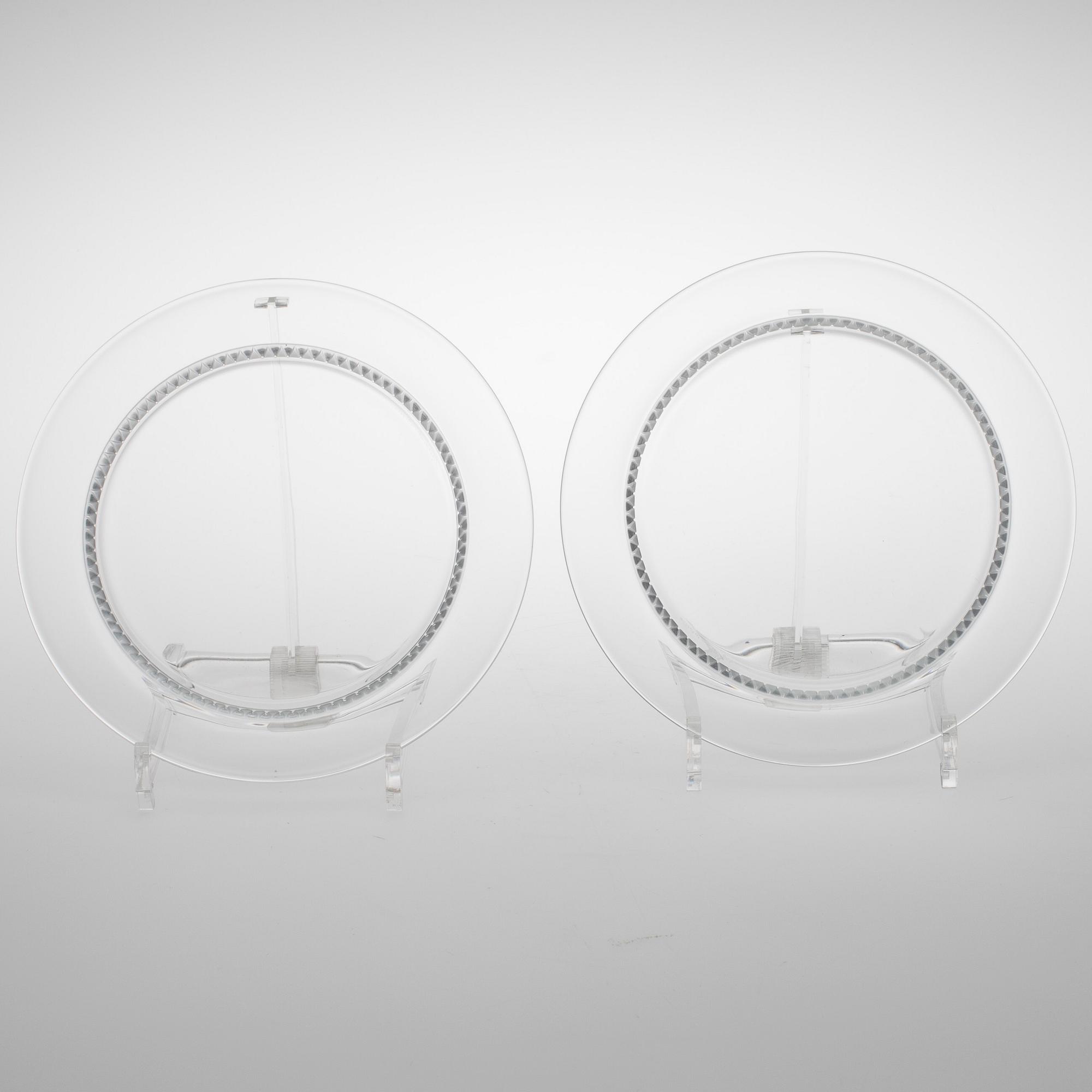 SERVISDELAR, 10 st, "Bourgueil" kristall, etikettmärkta Lalique, Paris, 1900-talets slut.