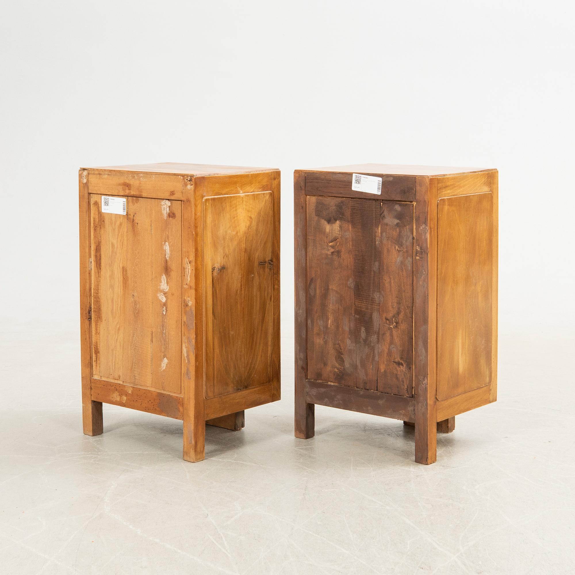 Bedside tables, a pair, first half of the 20th century.
