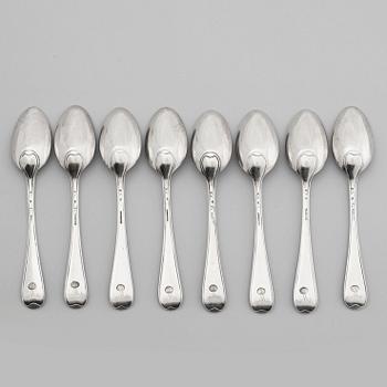 A set of eight Swedish 18th century silver dessert-spoons, mark of Arvid Floberg.