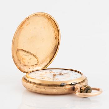 Pocket watch, 14K gold, hunter, 55 mm.