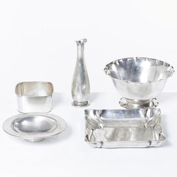 5 pieces of silver goods, including CG Hallberg, 20th century.