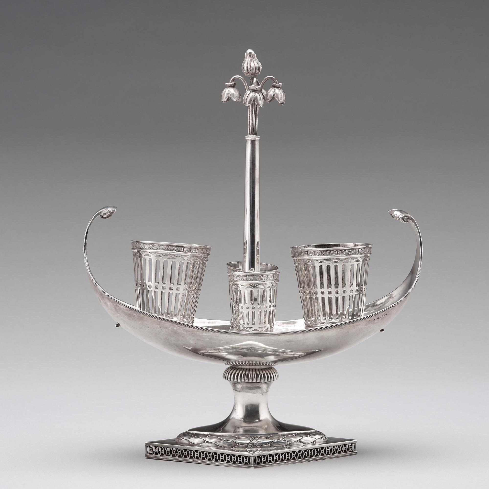 A Swedish late 18th century cruet-set, mark of Pehr Zethelius, Stockholm 1799.
