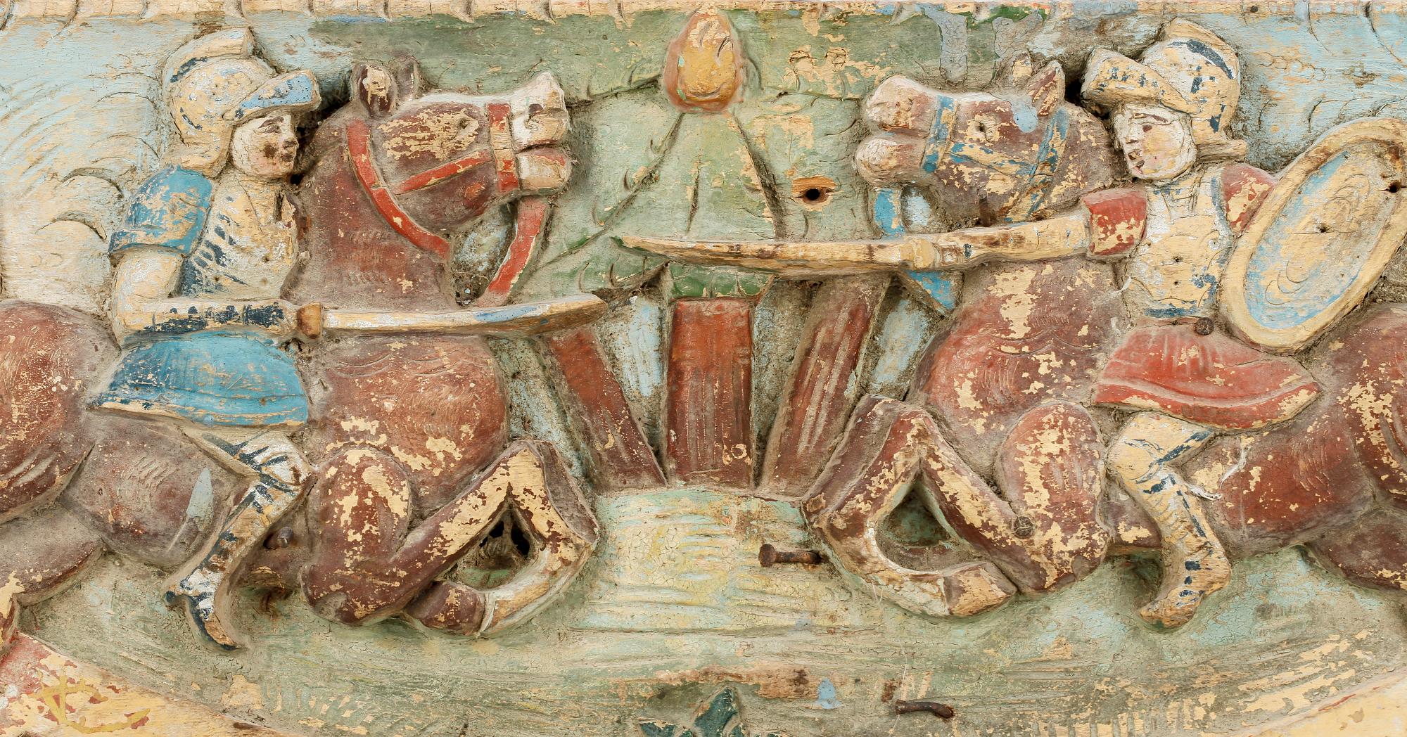 DEKORRELIEF TILL VAGN, trä, Sicilien, troligen 1700-tal.