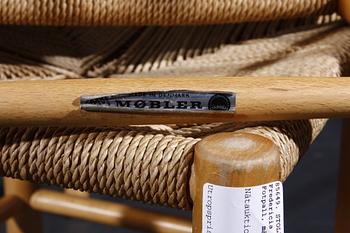 STOLAR, 4 st, Börge Mogensen för Fredericia Stolefabrik, Danmark. Fotpall, märkt Fritz Hansen medföljer.