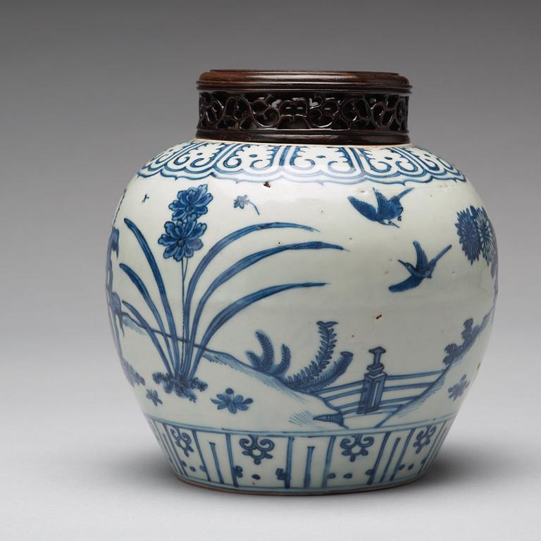 A blue and white jar, Ming dynasty (1368-1664).