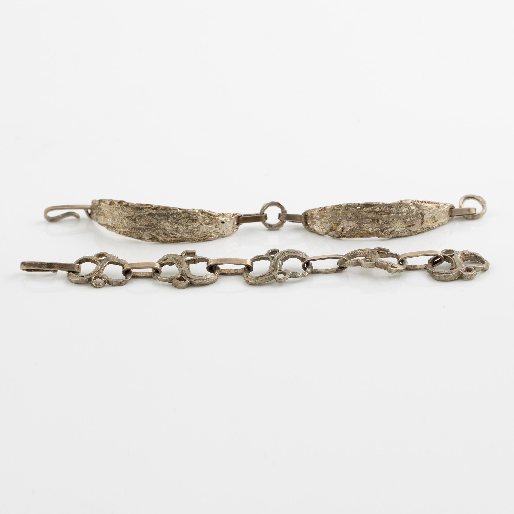 Lars Arby, two bracelets, sterling silver, Gothenburg 1982.