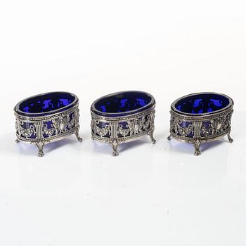 Two Russian silver salt cellars, 19th Century.