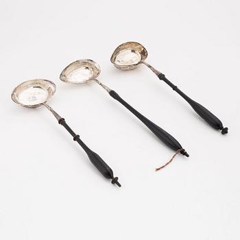 Soppslevar, 3st, silver, olika mästare, Sverige, 17/1800-tal.