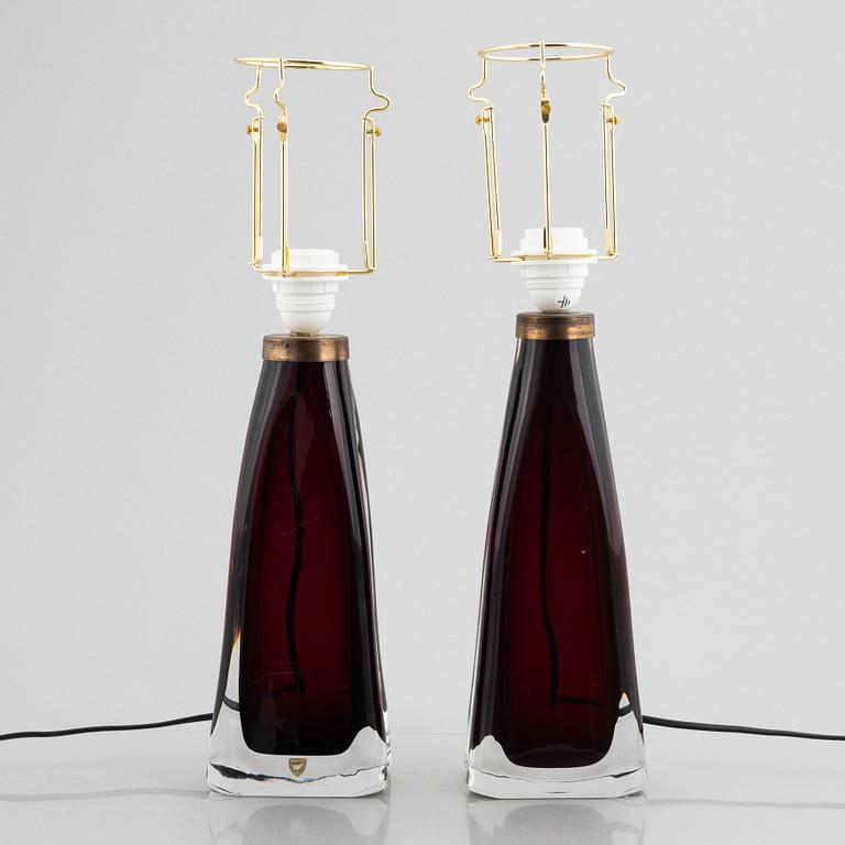 Carl Fagerlund, a pair of model "RD 1323" table lamps, Orrefors, Sweden.