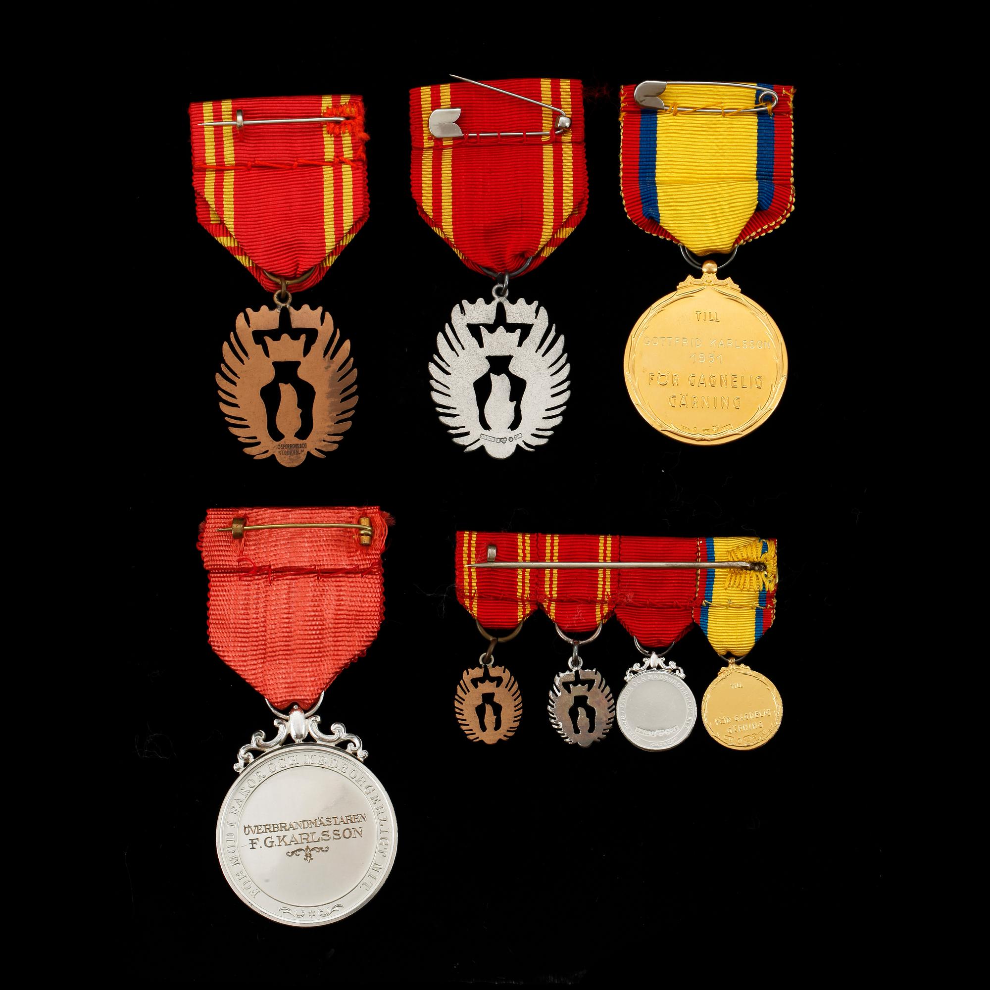 PARTI MEDALJER, 5st, bland annat 18 k guld, Westins Atelje, Stockholm, 1950.