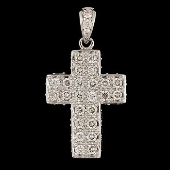 1139. A brilliant cut diamond cross pendant, tot. 1 ct.