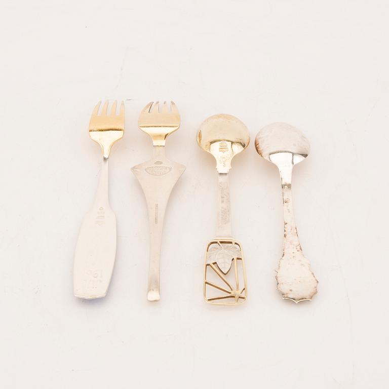 A Danish 20th century set of 44 pcs of sterling adn enamel cutlery mark of A Michelsen Denmark weight 1927 grams.