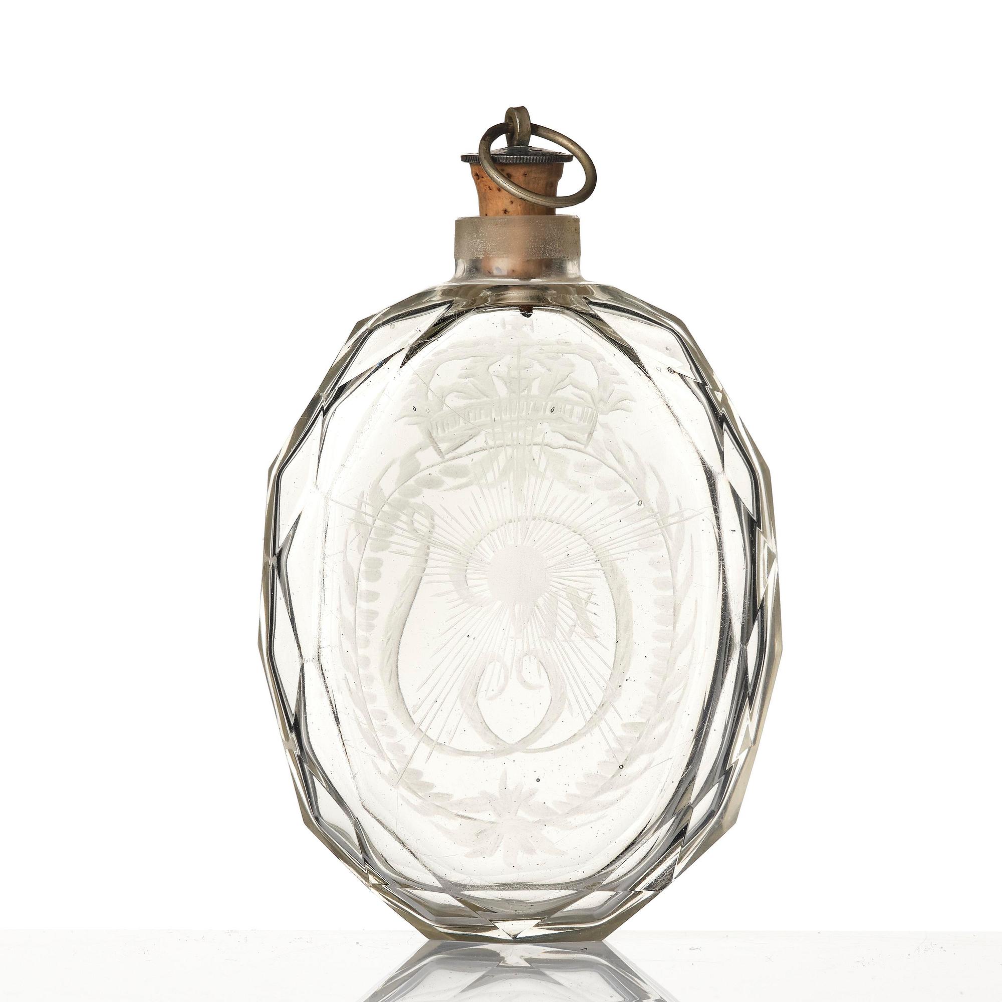 A Swedish glass hunting flask, 19th century.