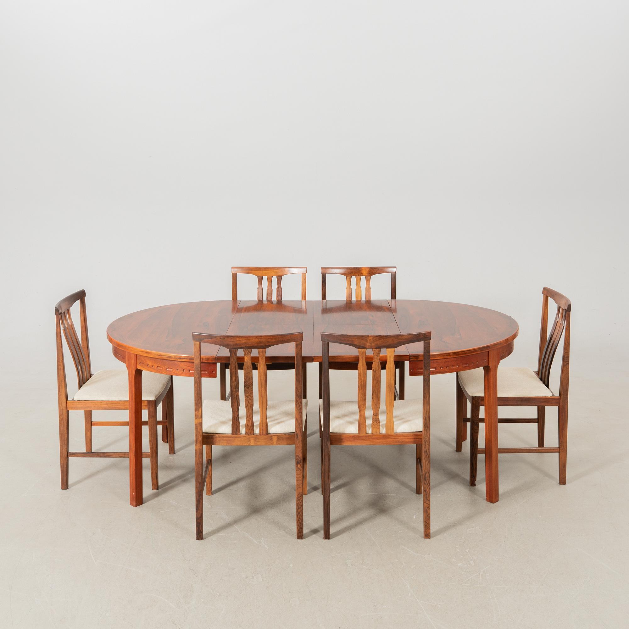 Nils Jonsson, dining table Troeds and 6 chairs, 1960s/70s.