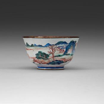 115. An enamel on copper tea cup, Qing dynasty, 19th Century.