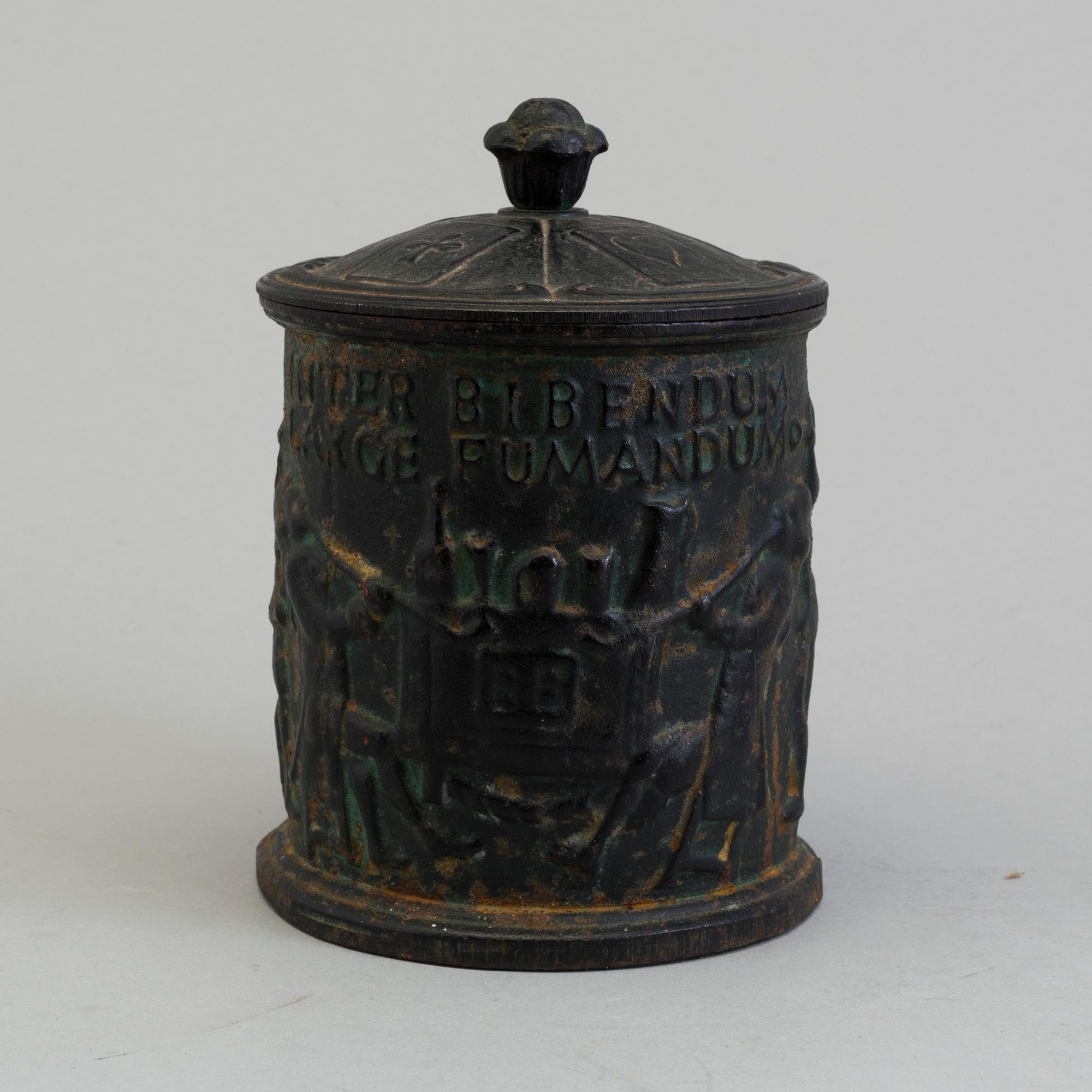 cast iron tobacco jar a cast iron tobacco jar, 20th century