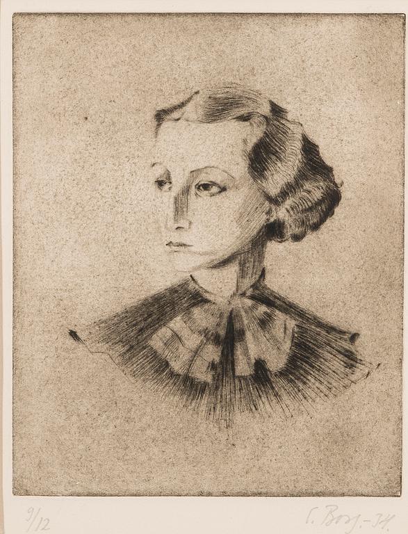 ELSI BORG, etching, signed and dated -34, numbered 9/12.