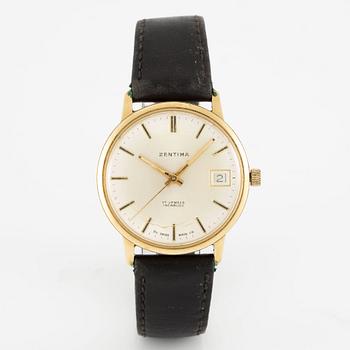 Zentima, wristwatch, 18K gold, 34 mm.