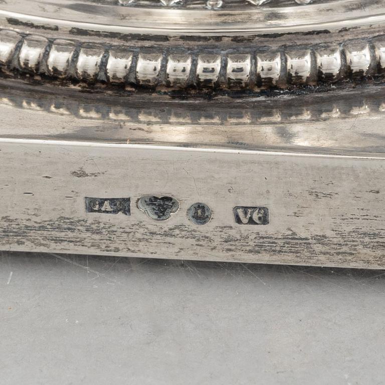 Kaffekanna samt sockerskål, silver, empirestil, GAB, Stockholm 1898-99.