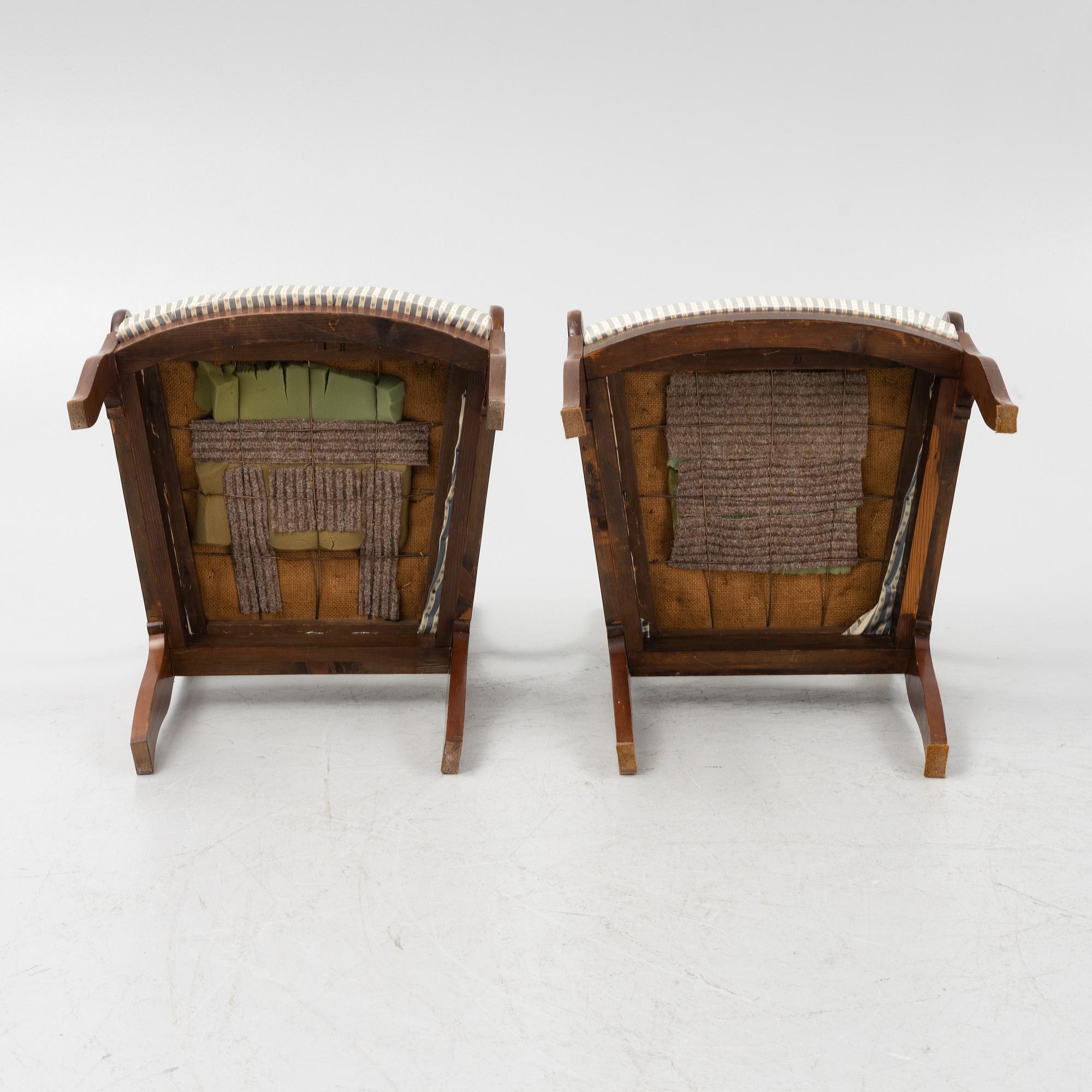 Stolar, ett par, empirestil, omkring år 1900.