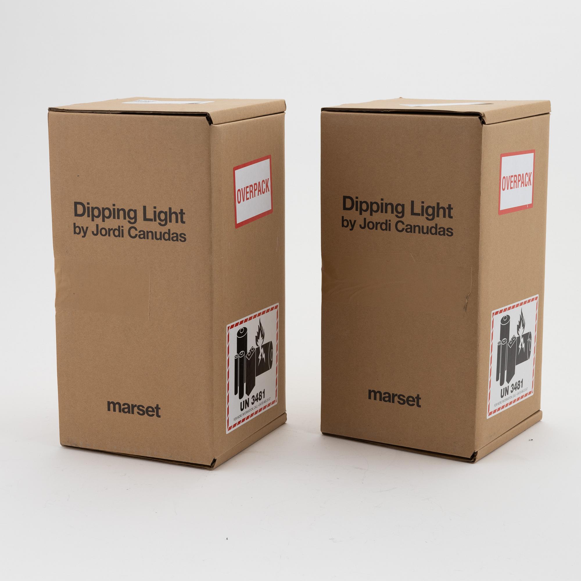 Jordi Canudas, a pair of brass and glass 'Dipping light' table lamps, Marset, designed in 2018.