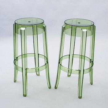 BARSTOLAR, 2 st, "Charles Ghost", Philippe Starck, Kartell.