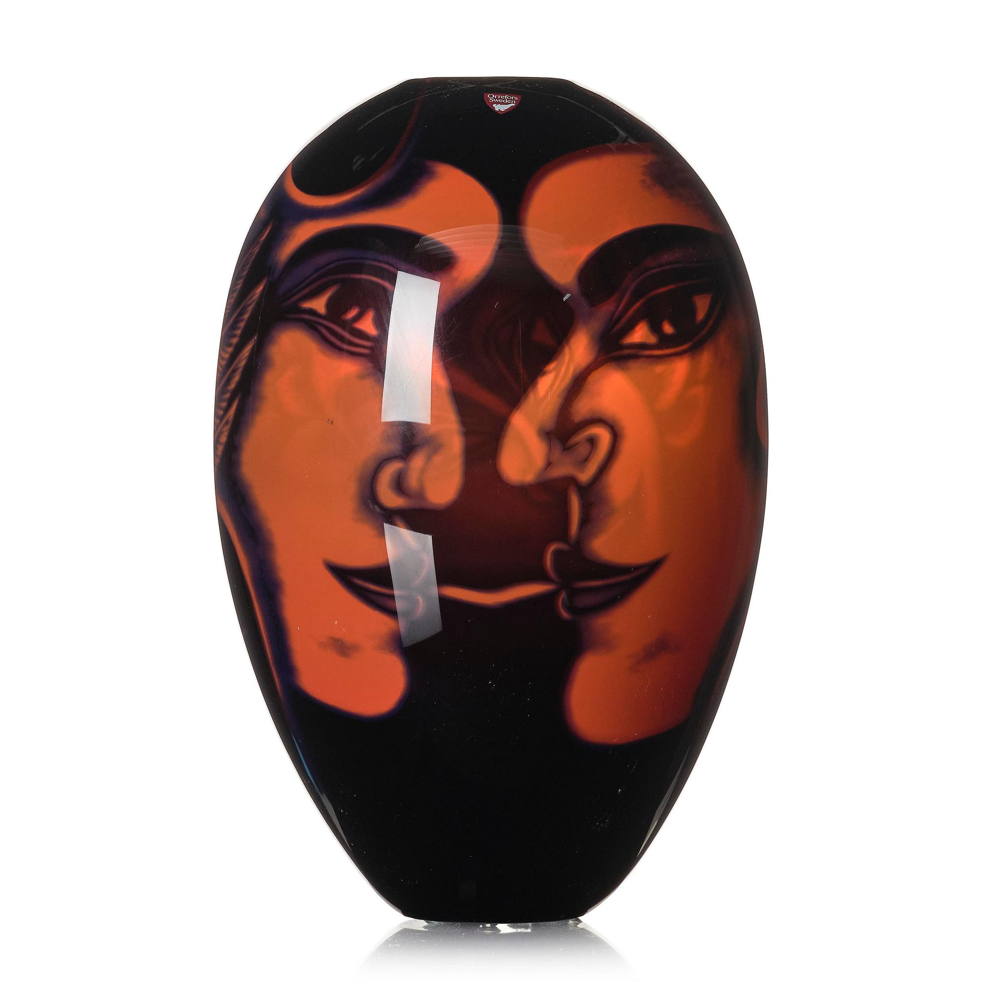 Eva Englund, an "Eldsjäl" graal glass vase, Orrefors 1988, ed 1-50.