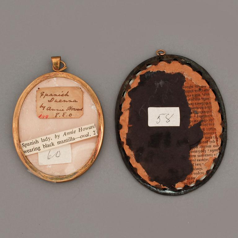 MINIATYRER, 2 st. bland annat Annie Howard, 18/1900-tal.
