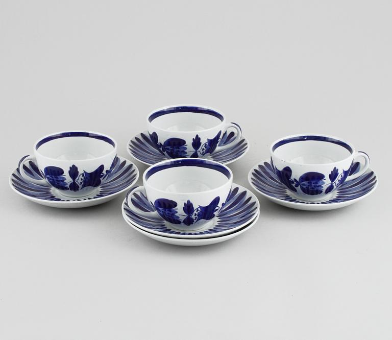 TEKOPPAR, 4 st, flintporslin, Ursula Printz, Gustavsberg, 1900-talets andra hälft.