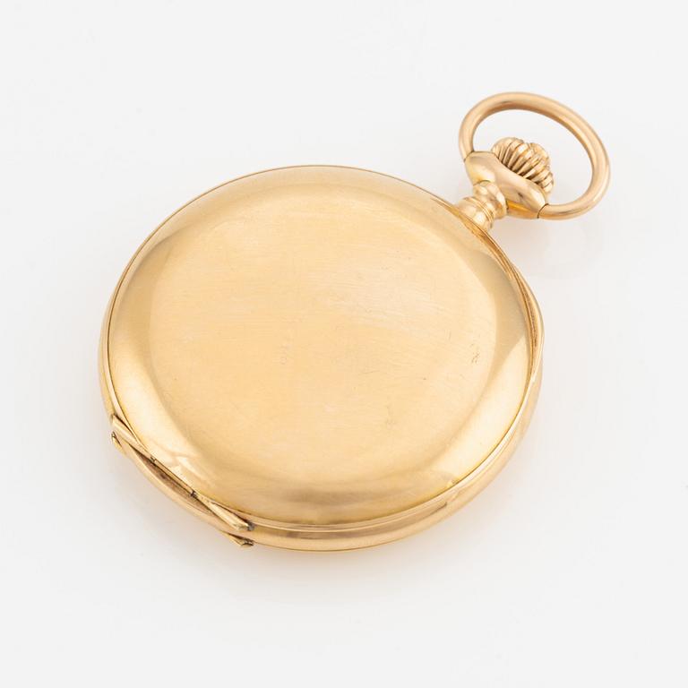 Omega, pocket watch, 18K gold, hunter case, 52.5 mm.