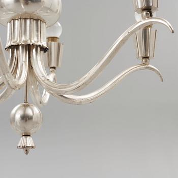 A Swedish Grace silver plated chandelier, 1920's-30's.