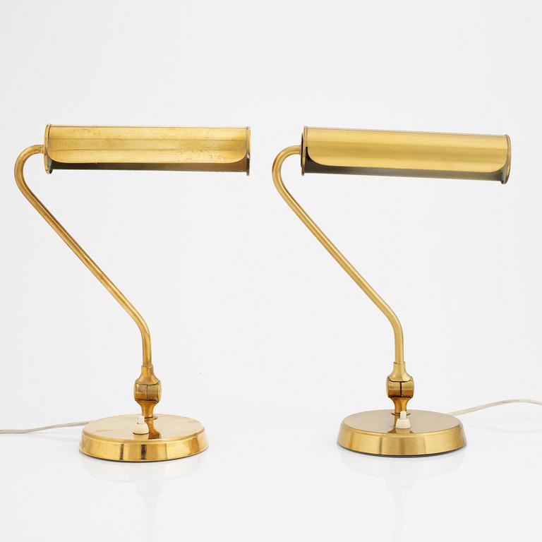 A pair of brass table lights, Falkenbergs belysning, second half of the 20th Century.