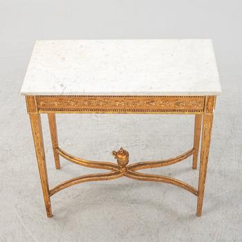 A Gustavian giltwood console table, around year 1800.