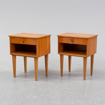 A pair of elm wood bedside tables, mid 20th Century.