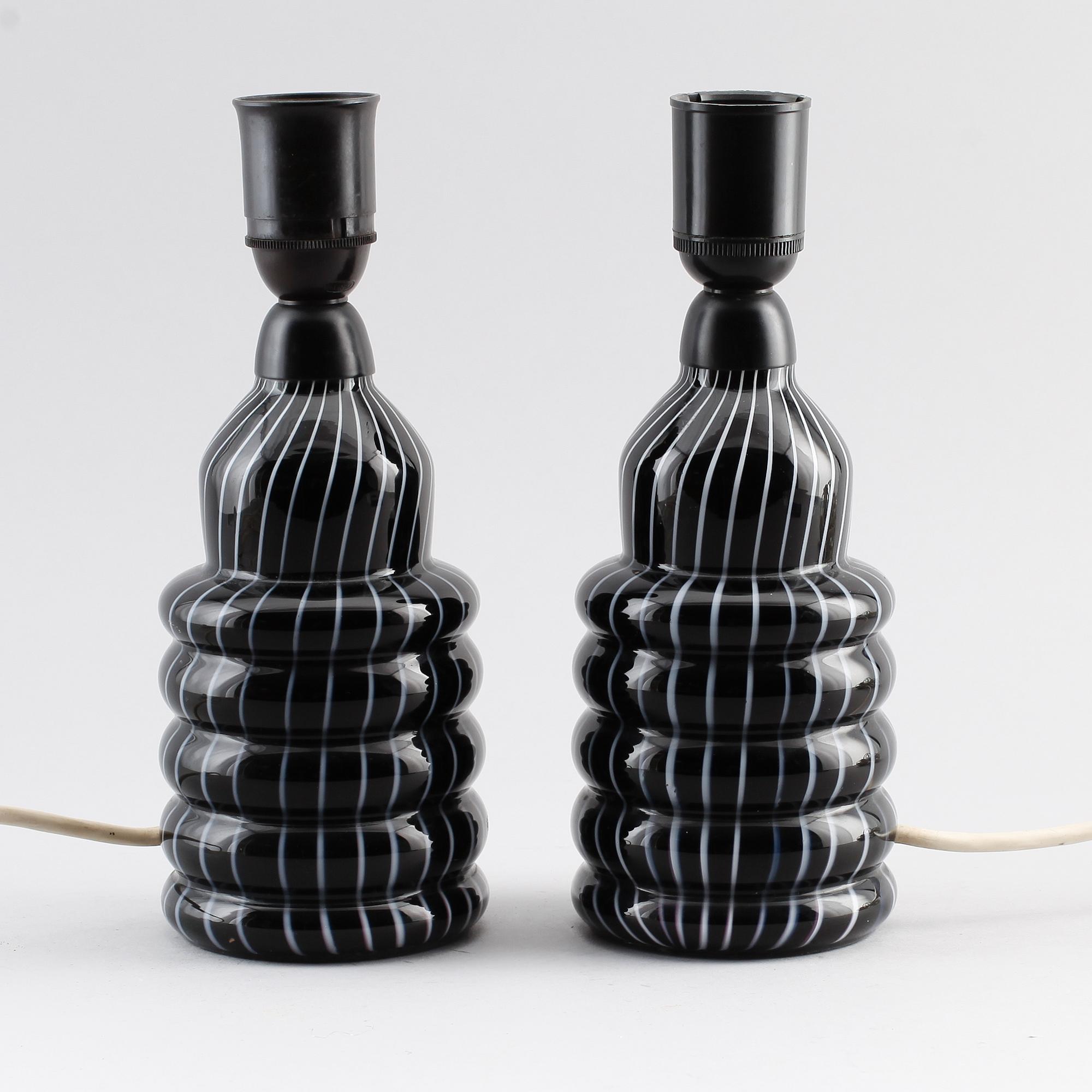 BORDSLAMPOR, 1 par, glas, 1900-talets mitt.