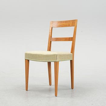 A set of six oak chairs decorated with walnut veneer and inlay, Mobilia Malmö.